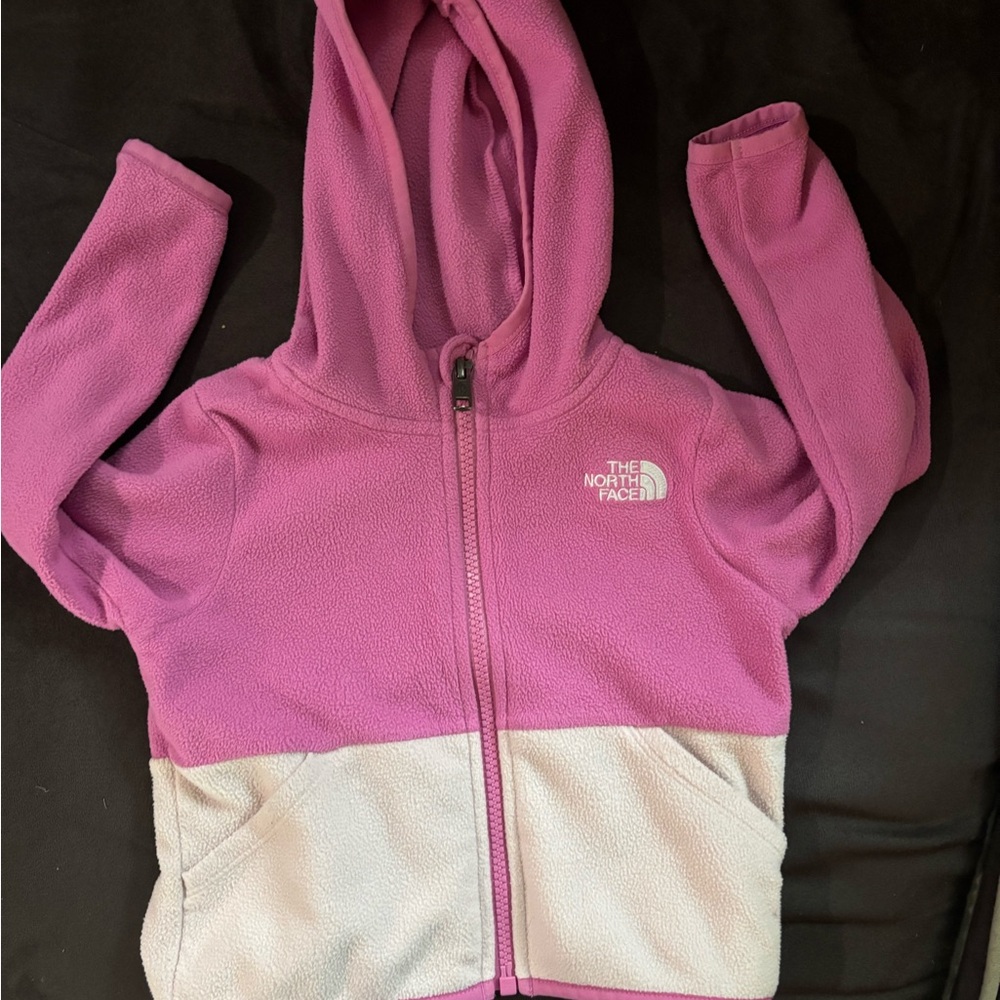 The North Face Pink and White Zip-Up Hoodie